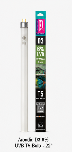 Arcadia D3 6 percent UVB T5 bulb, 22-inch product and packaging