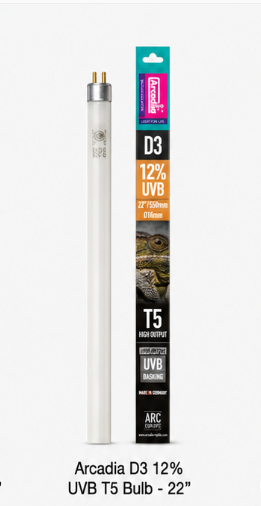 Arcadia D3 12 percent UVB T5 bulb, 22-inch product and packaging